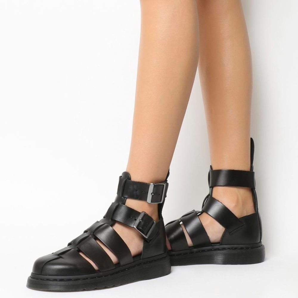 NEW Dr. Martens "Geraldo" Ankle Strap Black Gladiator Sandals 11